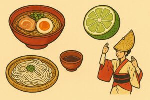 徳島名物のオリジナルイラスト